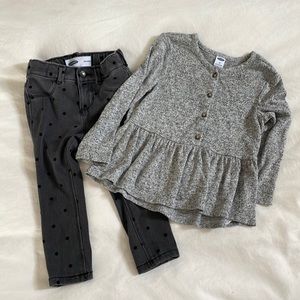 Old Navy peplum top and polka dot Jean bundle - 2T